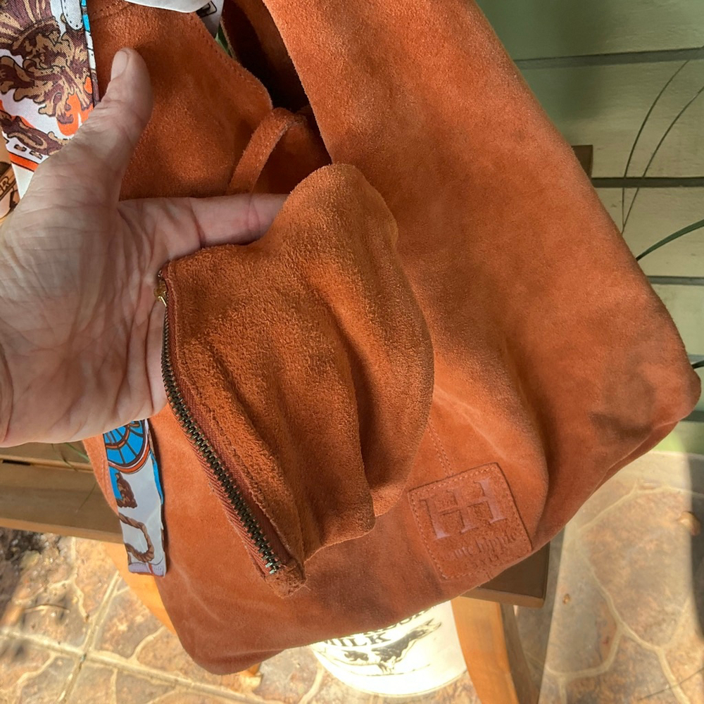 Haute Hippie Orange Suede Hobo Bag with Scarf NWT - Picture 11 of 12